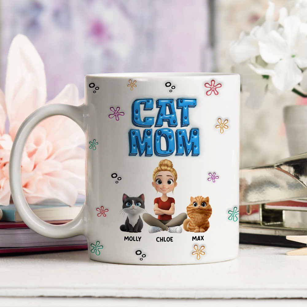 Sponge Cat Mom - Personalized Custom 3D Inflated Effect Mug