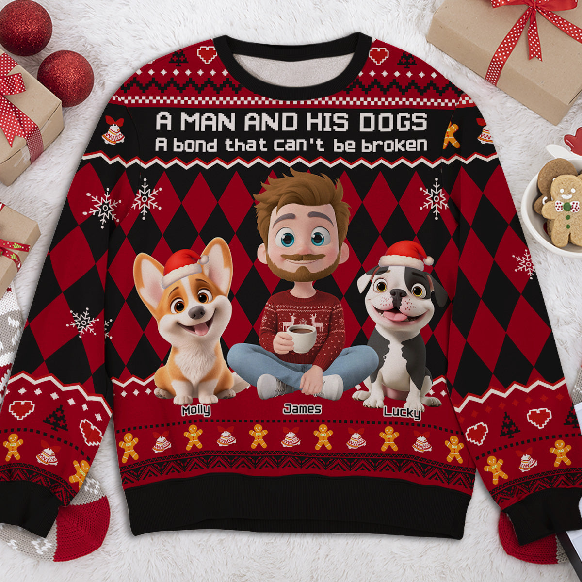 Just A Man Who Loves His Dog Christmas - Personalized Custom All-Over-Print Sweatshirt