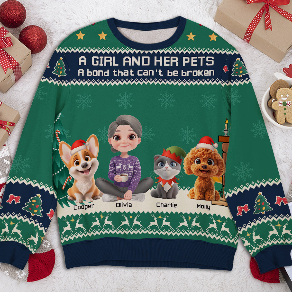A Girl And Her Pet Christmas - Personalized Custom All-Over-Print Sweatshirt