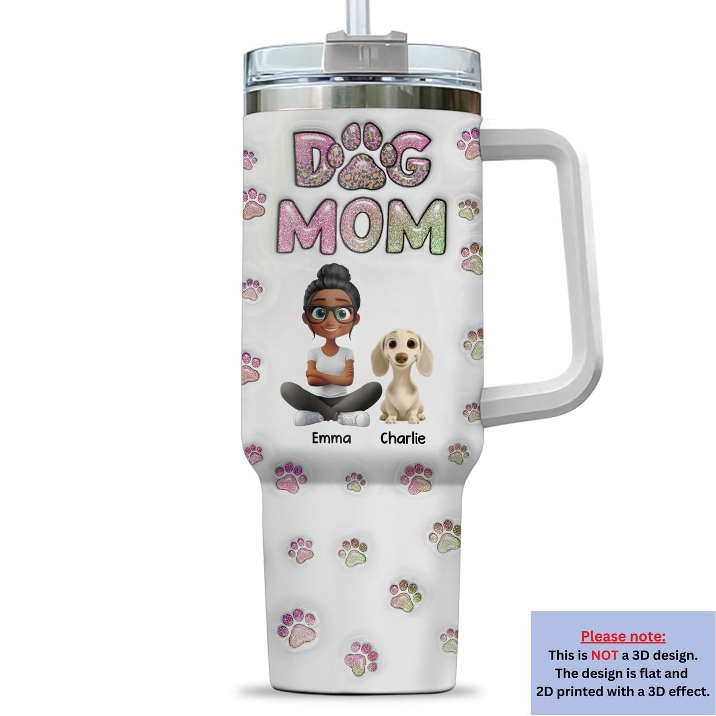 Dog Mom Lovely Chibi - Personalized Custom 3D Inflated Effect Tumbler