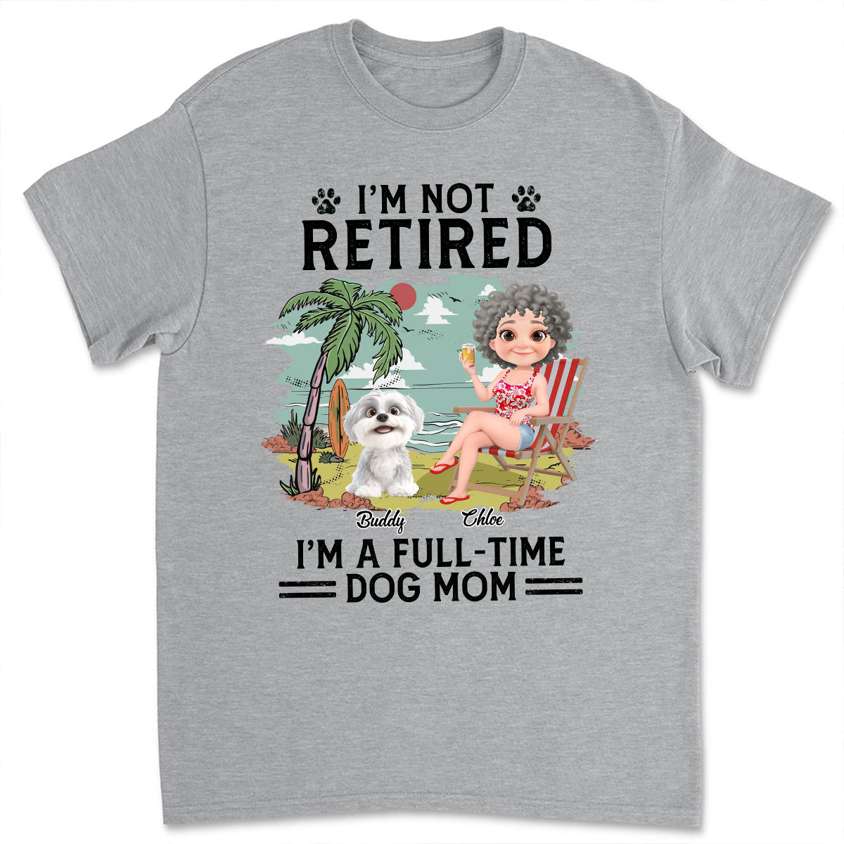 Full-time Dog Mom Dad Cartoon - Personalized Custom Unisex T-Shirt