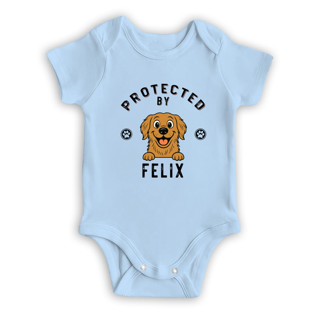 Protected By Dog Retro - Personalized Custom Baby Onesie