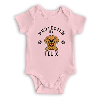 Protected By Dog Retro - Personalized Custom Baby Onesie