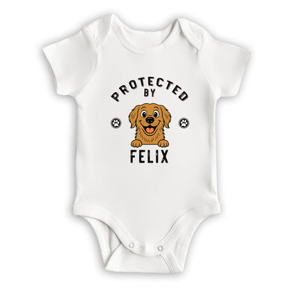 Protected By Dog Retro - Personalized Custom Baby Onesie