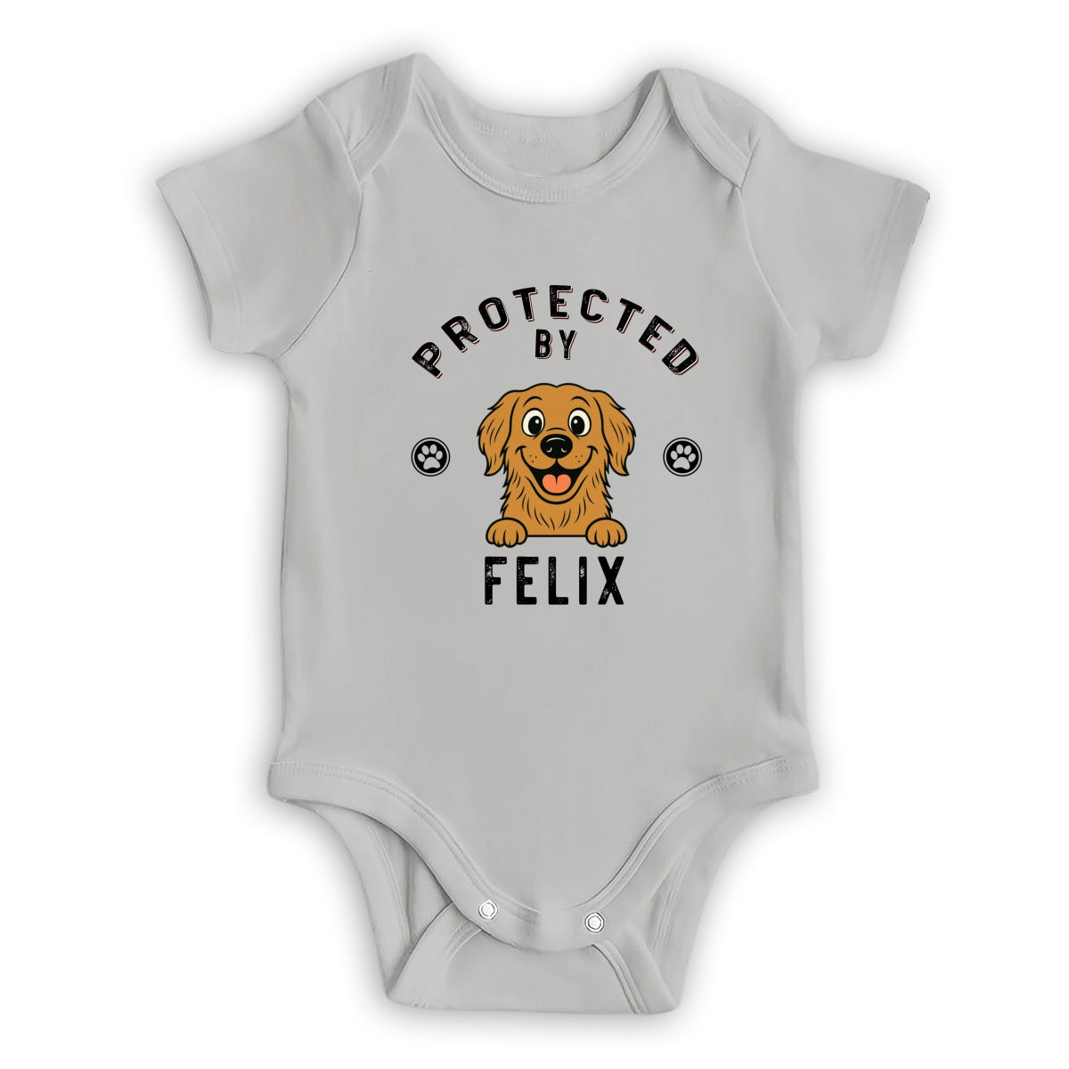 Protected By Dog Retro - Personalized Custom Baby Onesie