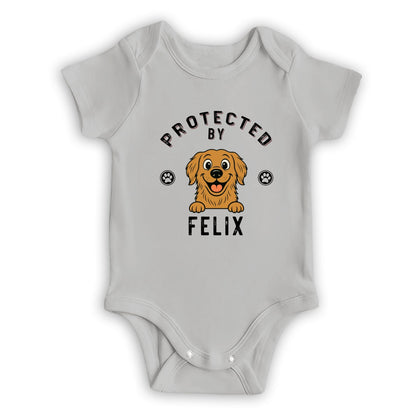 Protected By Dog Retro - Personalized Custom Baby Onesie