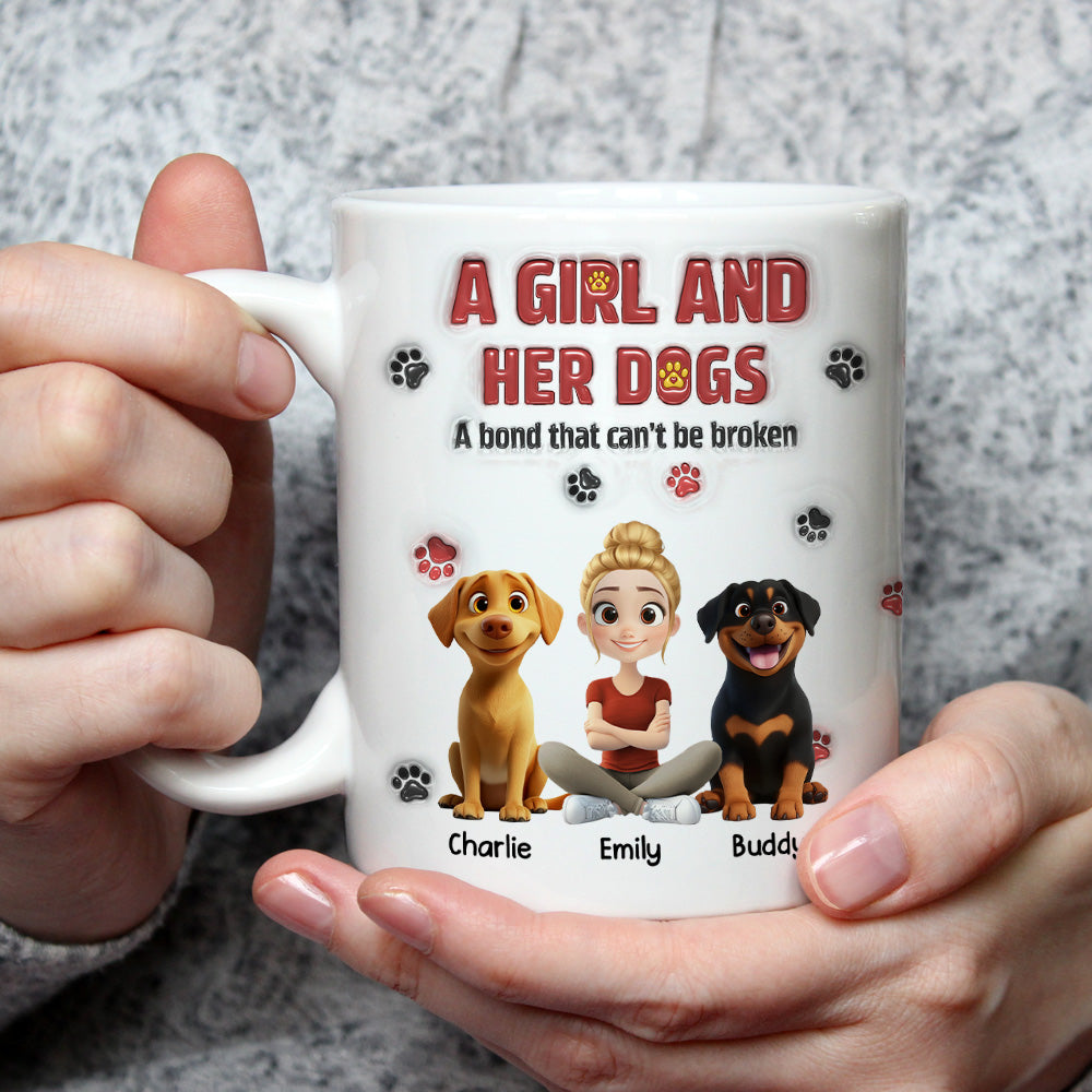 A Girl And Her Dog Version 2 - Personalized Custom 3D Inflated Effect Mug