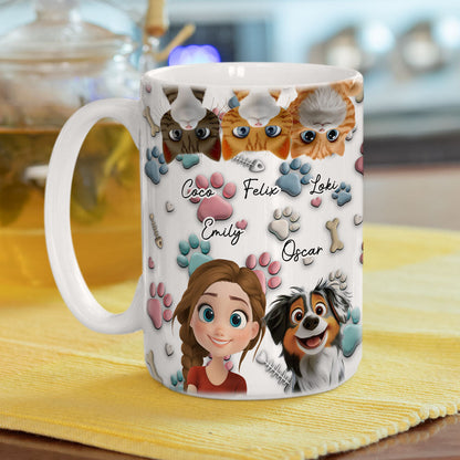 Pet And Human Cartoon - Personalized Custom Coffee Mug
