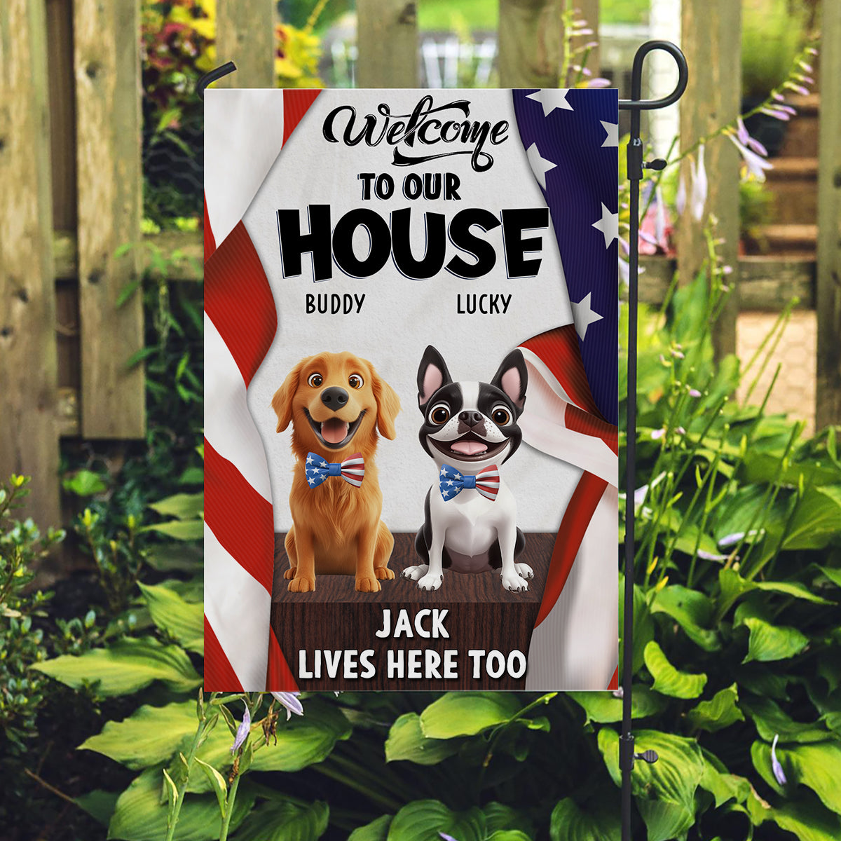 Welcome To American Dog House - Personalized Custom Flag