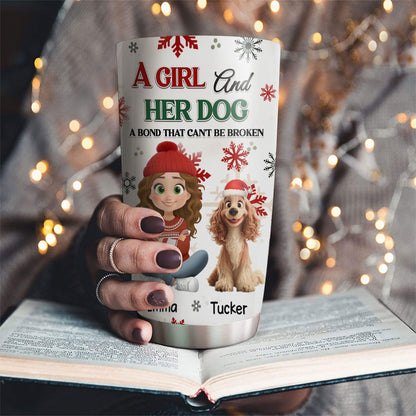 A Girl And Her Dog Love Christmas - Personalized Custom Tumbler
