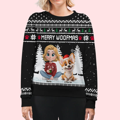 Merry Woofmas To My Mom Dad Cartoon - Personalized Custom All-Over-Print Sweatshirt