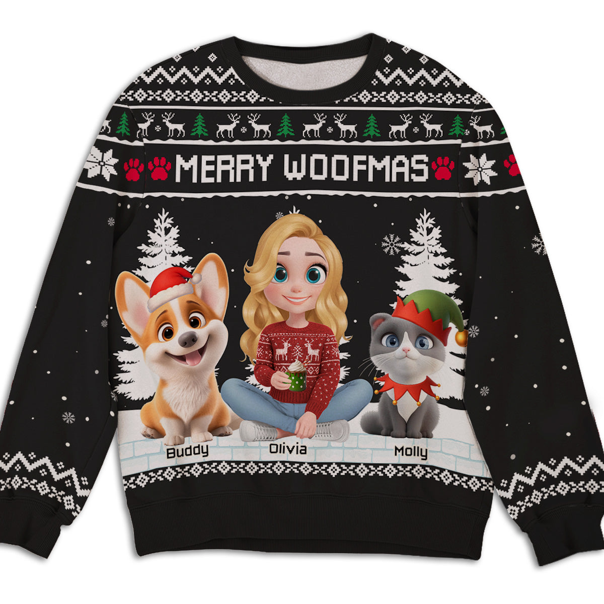 Merry Christmas To My Mom Dad Cartoon - Personalized Custom All-Over-Print Sweatshirt
