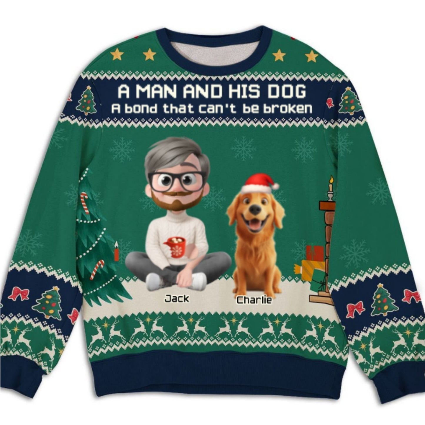 A Man And His Dog Christmas - Personalized Custom All-Over-Print Sweatshirt