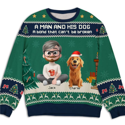 A Man And His Dog Christmas - Personalized Custom All-Over-Print Sweatshirt