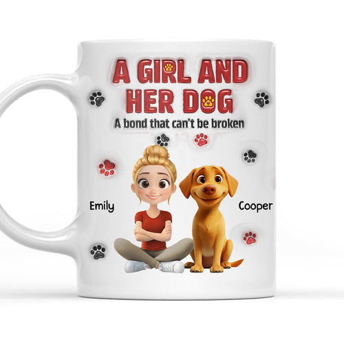 A Girl And Her Dog Version 2 - Personalized Custom 3D Inflated Effect Mug