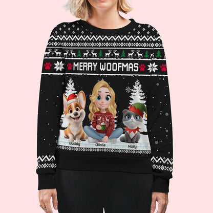 Merry Christmas To My Mom Dad Cartoon - Personalized Custom All-Over-Print Sweatshirt