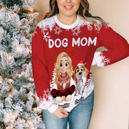 Christmas 2025 Dog Mom - Personalized Custom All-Over-Print Sweatshirt