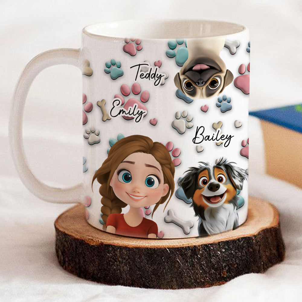 Dog And Human Cartoon - Personalized Custom Coffee Mug