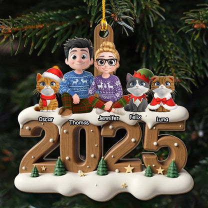 From This Year Cat Ver - Personalized Custom 3D Effect Wood Ornament