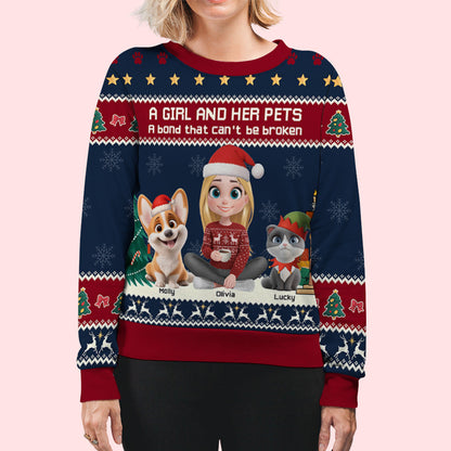 A Girl And Her Pet Christmas - Personalized Custom All-Over-Print Sweatshirt