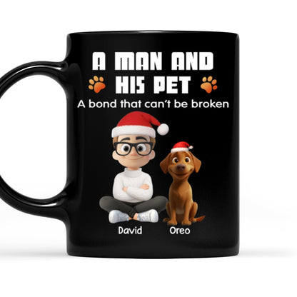 Human And Their Pet Cartoon Christmas - Personalized Custom Coffee Mug