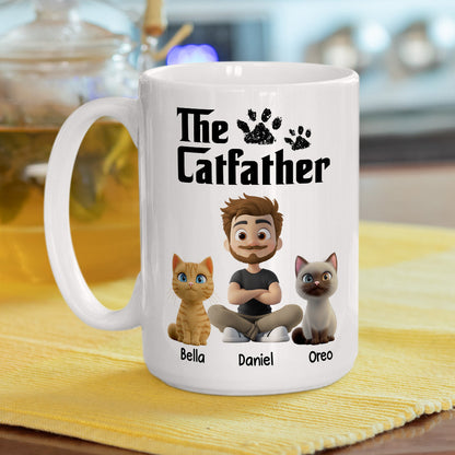 White Cool Cat Father - Personalized Custom Coffee Mug