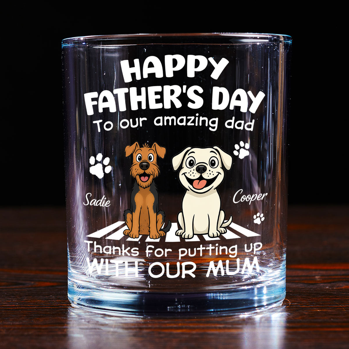 Putting Up With Funny Dad - Personalized Custom Whiskey Glass