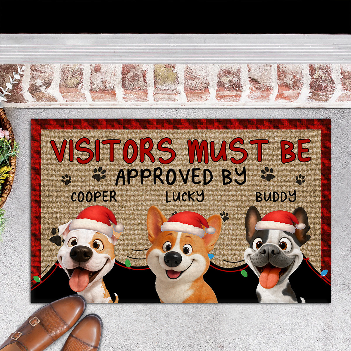 Approved By Dog Cartoon Christmas - Personalized Custom Doormat