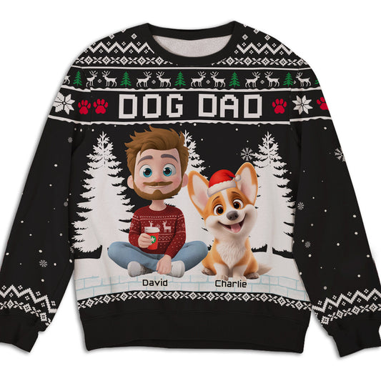 Christmas With Dog My Mom Dad Cartoon - Personalized Custom All-Over-Print Sweatshirt