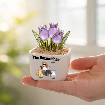 The Catmother - Personalized Custom Glass Everlasting Tulips