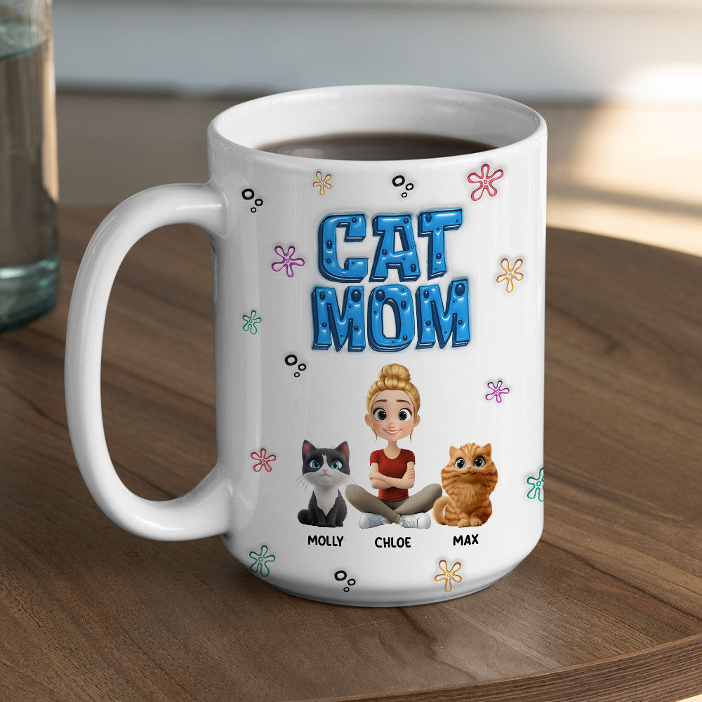 Sponge Cat Mom - Personalized Custom 3D Inflated Effect Mug