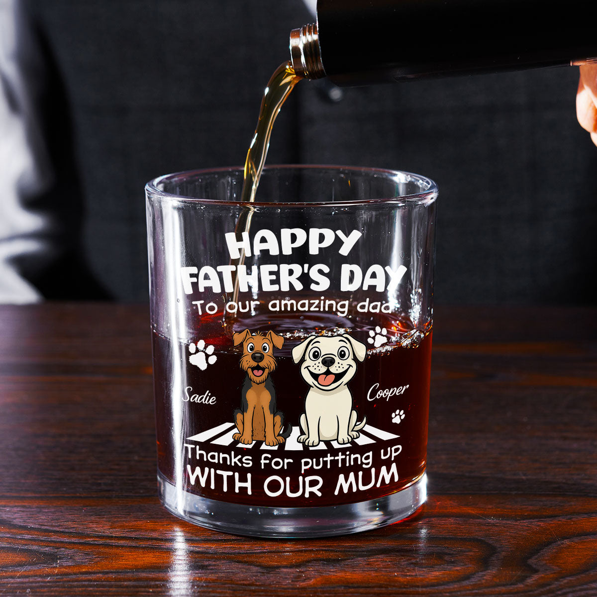 Putting Up With Funny Dad - Personalized Custom Whiskey Glass