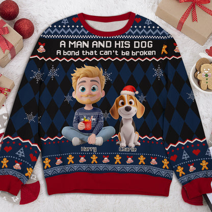 Just A Man Who Loves His Dog Christmas - Personalized Custom All-Over-Print Sweatshirt