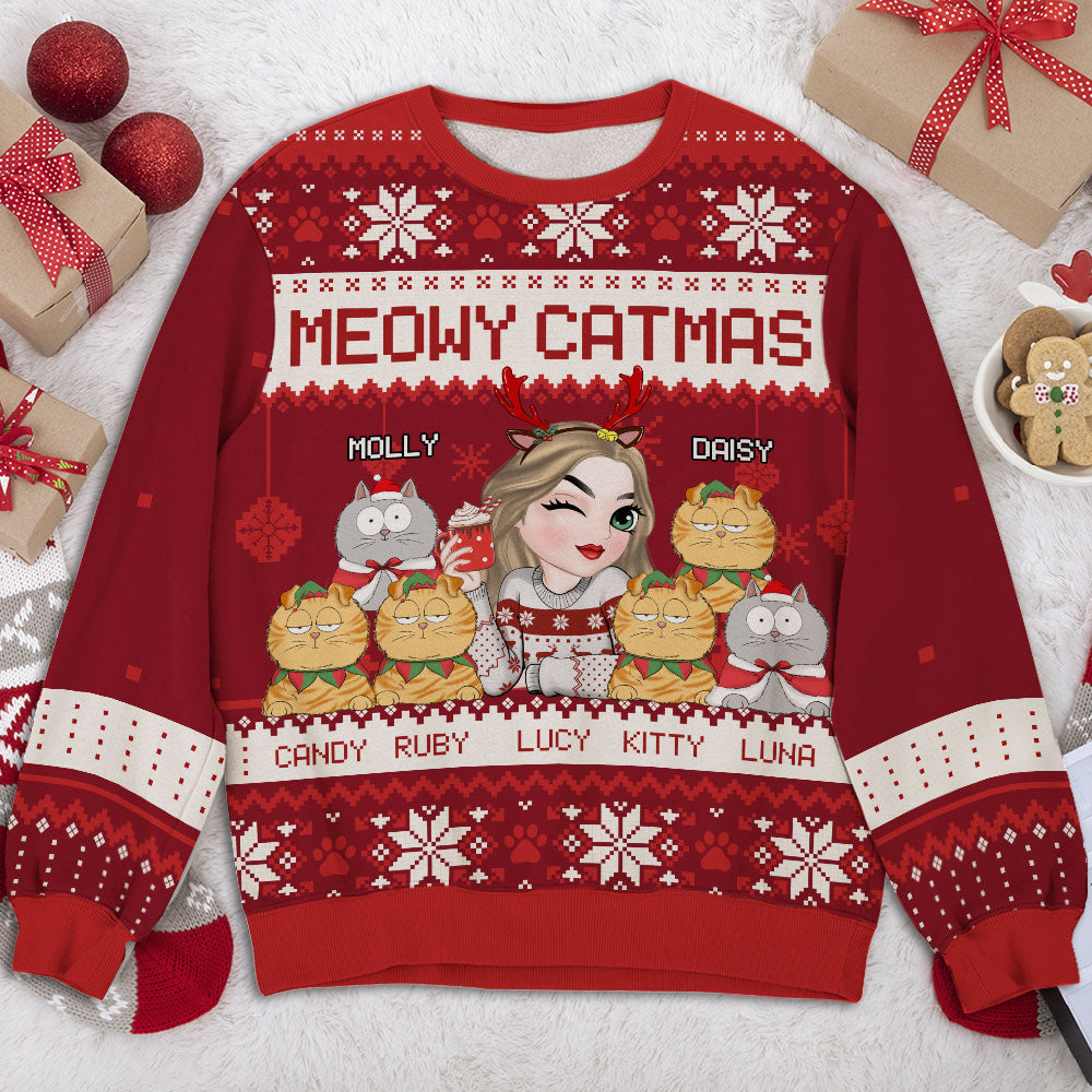 Merry Catmas - Personalized Custom All-Over-Print Sweatshirt