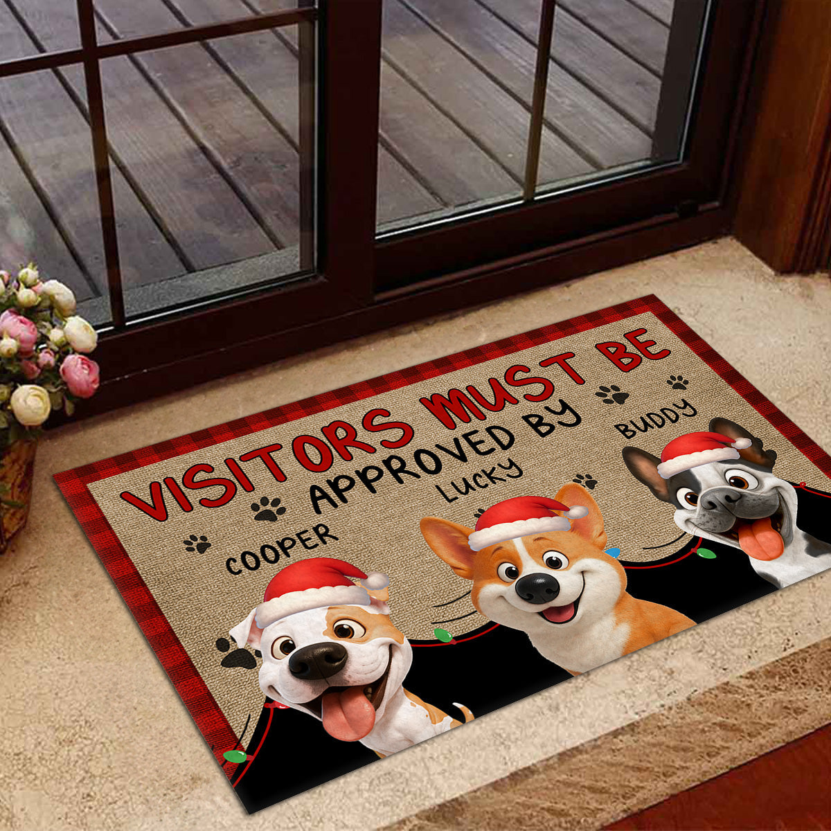 Approved By Dog Cartoon Christmas - Personalized Custom Doormat