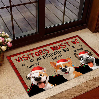 Approved By Dog Cartoon Christmas - Personalized Custom Doormat