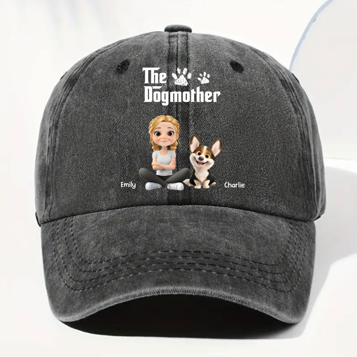 Cool Dog Mother - Personalized Custom Vintage Washed Denim Cap