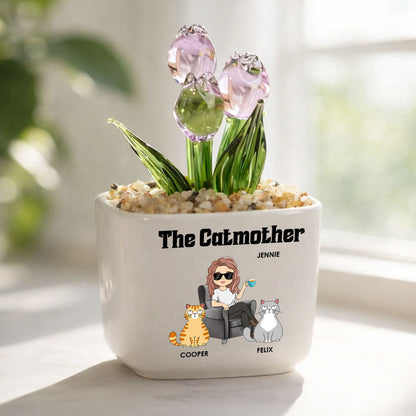 The Catmother - Personalized Custom Glass Everlasting Tulips