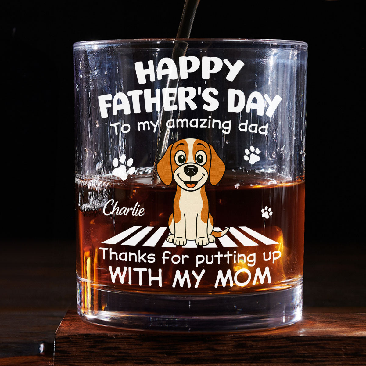 Putting Up With Funny Dad - Personalized Custom Whiskey Glass