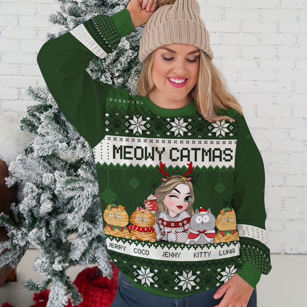 Merry Catmas - Personalized Custom All-Over-Print Sweatshirt