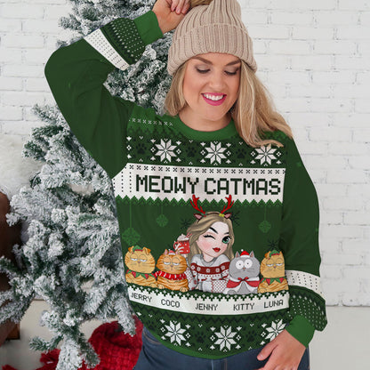 Merry Catmas - Personalized Custom All-Over-Print Sweatshirt