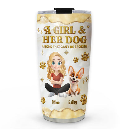 Girl And Dog Yellow - Personalized Custom 3D Effect Tumbler