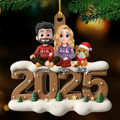 As A Family With Fur Babies Extended Ver - Personalized Custom 3D Effect Wood Ornament