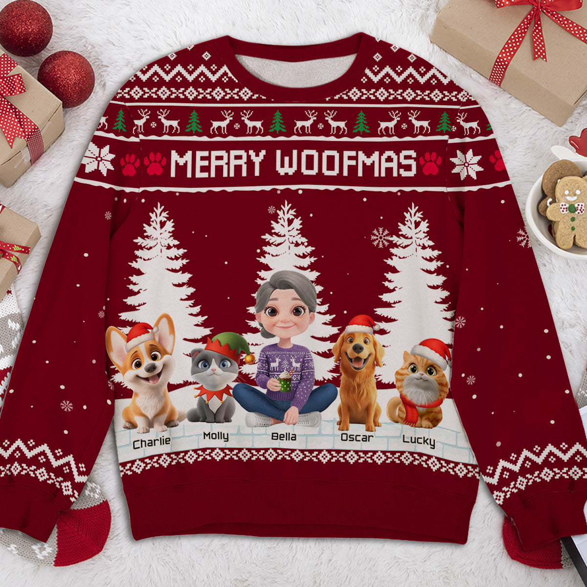 Merry Christmas To My Mom Dad Cartoon - Personalized Custom All-Over-Print Sweatshirt