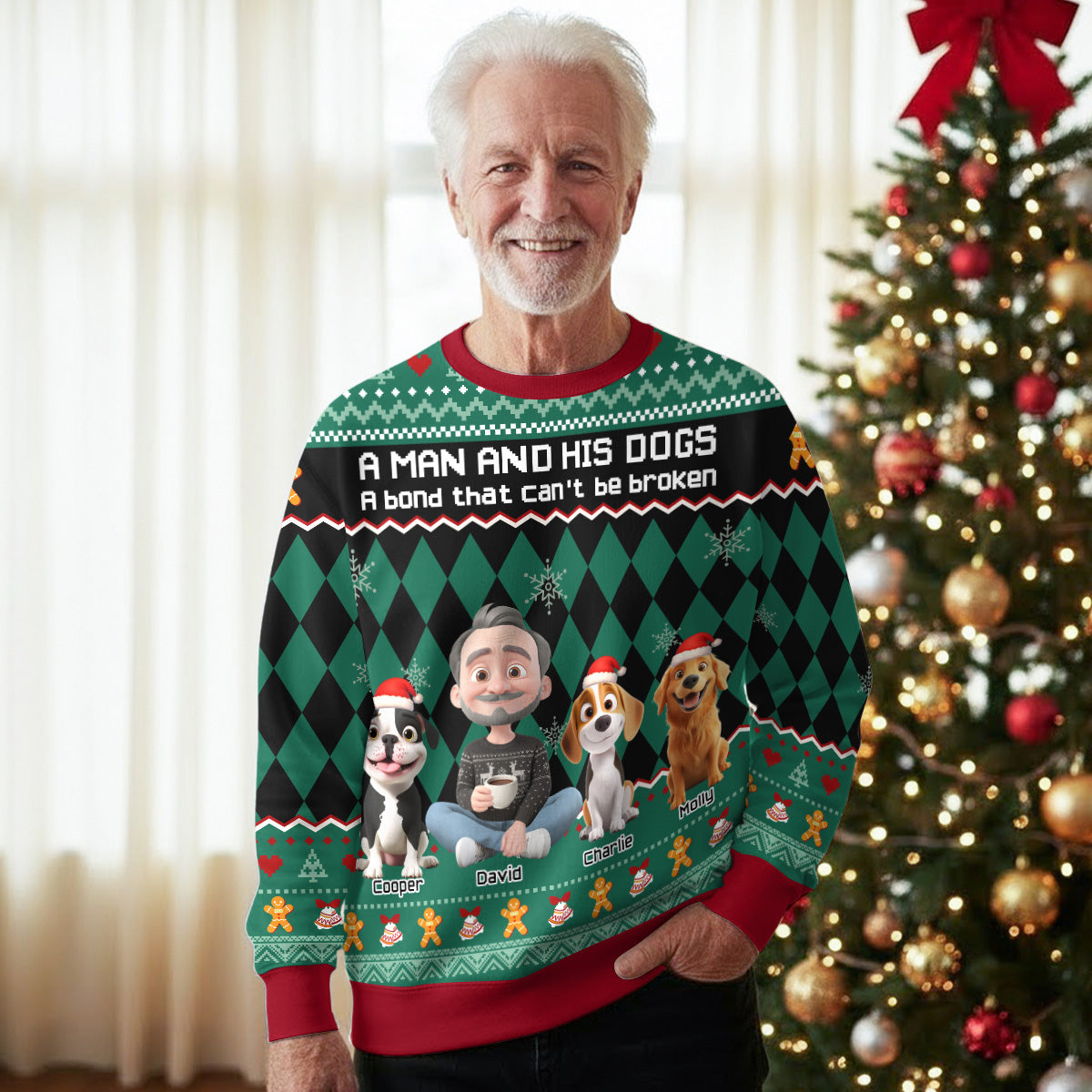 Just A Man Who Loves His Dog Christmas - Personalized Custom All-Over-Print Sweatshirt