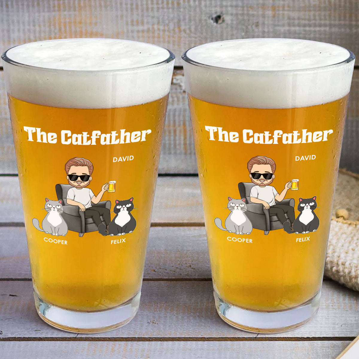 The Catfather - Personalized Custom Beer Glass