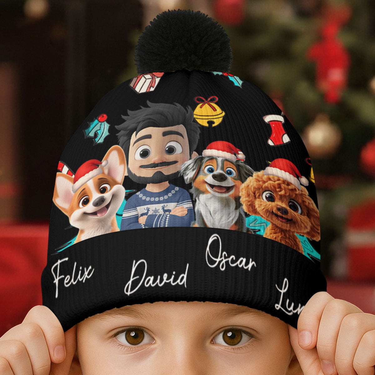 Santa Is Coming To Us - Personalized Custom Bobble Beanie Hat