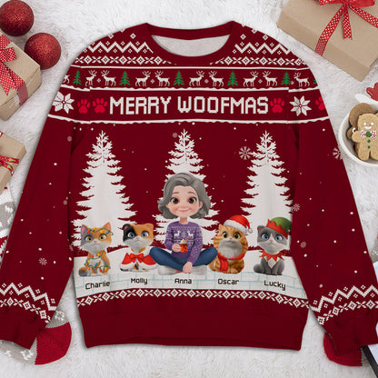 Meowy Catmas To My Mom Dad Cartoon - Personalized Custom All-Over-Print Sweatshirt