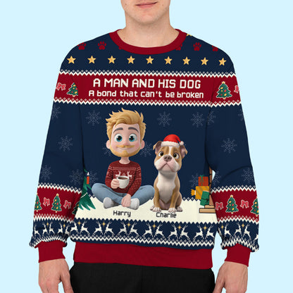 A Man And His Dog Christmas - Personalized Custom All-Over-Print Sweatshirt