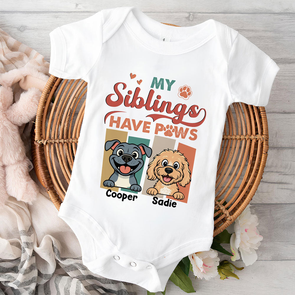 Siblings With Paws - Personalized Custom Baby Onesie